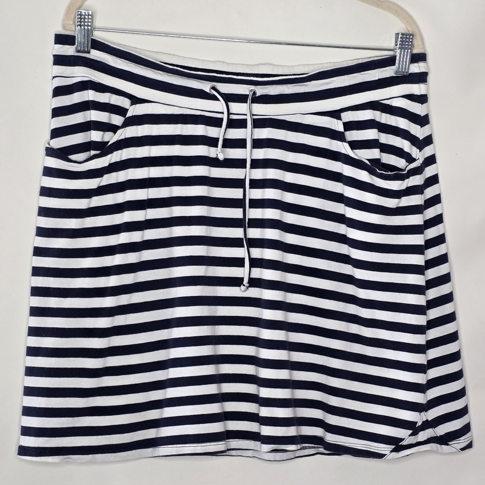 Toad & Co. Striped Tica Skirt Size L Organic Cotton with Pockets French Girl